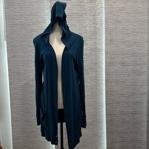 C&C California Teal Hooded Modal & Supima Cardigan Size M NWOT